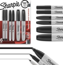 Sharpie Permanent Markers 6 Count Variety Pack Fine Ultra Fine Chisel Tip Black