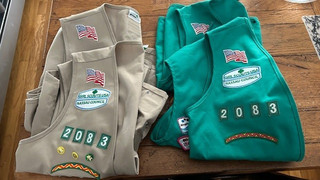 Lot of 4 Girl Scouts Vests Pins Patches Badges Bundle Lot