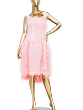 Oscar De La Renta Silk Feather-trimmed Dress W/ Tags