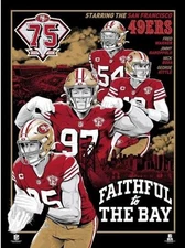 San Francisco 49ers Poster 75th Faithful to the Bay Warner 12x8in Metal Sign