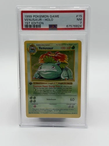 Pokémon TCG Venusaur Base Set Shadowless 1st Edition Holo PSA 7 015/102 English