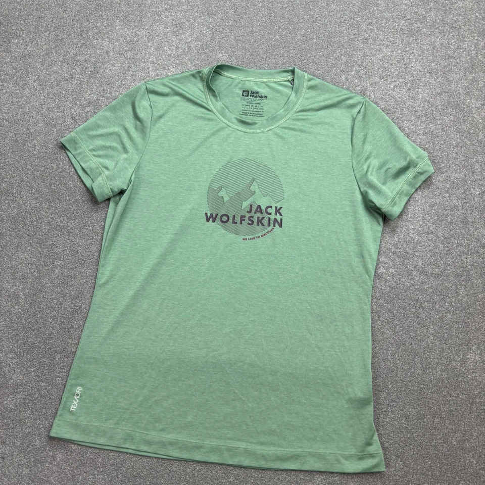 Camisa Jack Wolfskin Mujer Verde Mediana Senderismo Aire Libre Sendero Senderismo Dama Foto 2 de 4