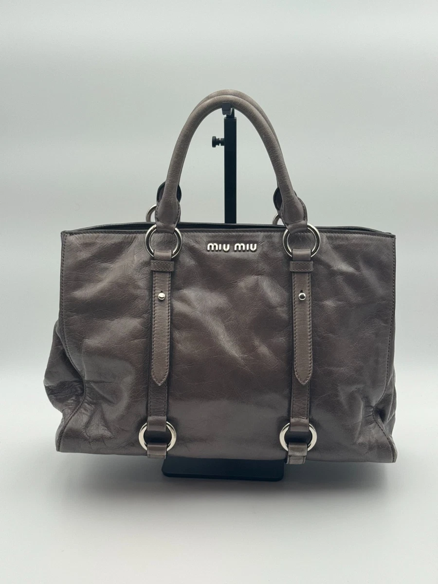 Gray Miu Miu Leather Exterior Bags & Handbags for Women for sale