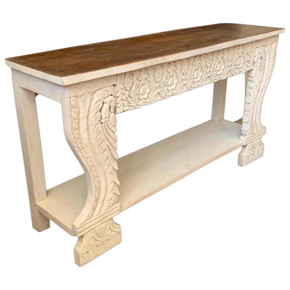 Console En Bois Massif Indienne Motif 24 - Photo 2/2