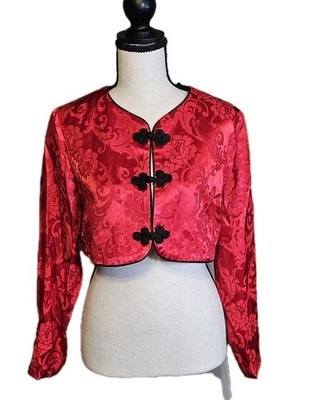 Jeffery & Dara By Linda Hutley& Evenlyn Socias Red Oriental Jacket SZ 10 Elegant
