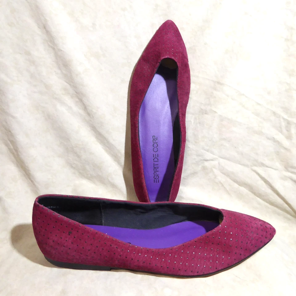 🩰 Esprit De Corp Puntiagudo Ballet Pisos 8 M Rojo Ladrillo Mini Cuero Tachonado Gamuza Foto 2 de 4