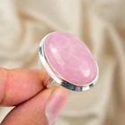 925 Sterling Silver Ring Rose Quartz Gemstone Ring Silver Statement Ring