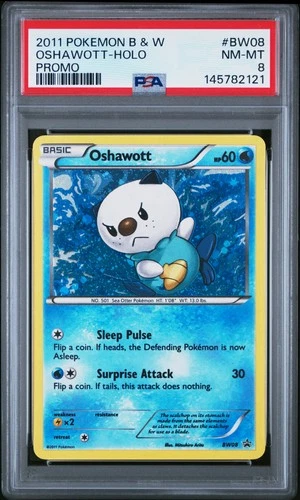 2011 POKEMON B&W PROMO #BW08 OSHAWOTT-HOLO PSA 8