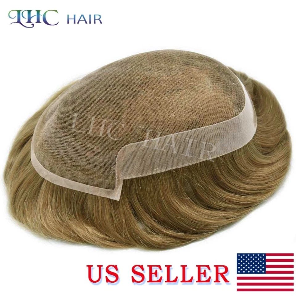 LyricalHair Para Hombres Toupee French Encaje Frontal Sistema de Cabello Humano Transpirable Pieza para el Pelo Foto 3 de 4
