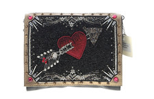 NWT Mary Frances Straight to My Heart Beaded Flap Front Crossbody Purse