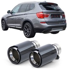 2x Carbon Black Performance Exhaust Muffler Tip 93mm X 181mm For Bmw X3 F25