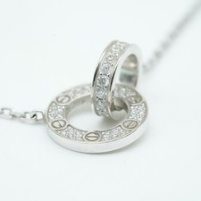 Authentic Preloved Cartier Love Pendant, Paved Necklace K18 White Gold