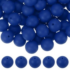 60 Pcs Silicone Beads, 15mm Bulk Beads for Keychain Making, Deep Blue