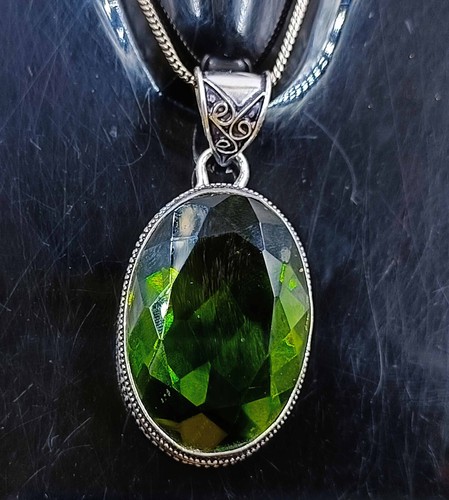 94 Ct Light Green Peridot Gems 925 Sterling Silver Handmade Pendant Jewelry KKG - Picture 5 of 9