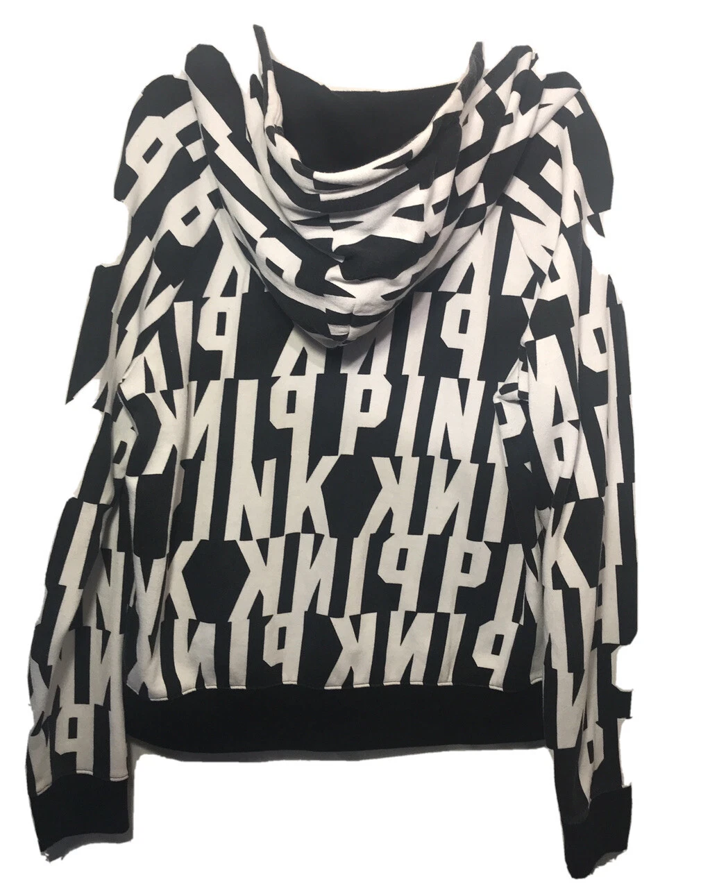 UNDERCOVER VICTORIA’S SECRET PINK PERFECT FULL ZIP HOODIE WHITE BLACK LOGO RARE SZ Medium