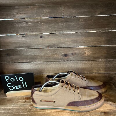 Mens Polo Ralph Lauren Vance Side Olive Canvas Shoes  display picture 1