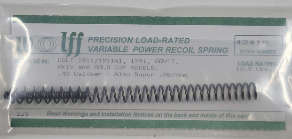 Wolff 4.5 Lb Recoil Spring For Colt 1911 .22 Conversion Kit – Kart Conversion – Made In USA – MPN 44945