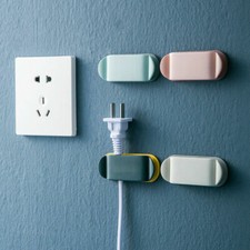 Latest 4pcs Adhesive Wall Mounted Power Socket Holder Wire Plug Organizer Hook