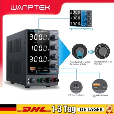 WANPTEK Regelbar Labornetzgerät 0-30V/60V/120V 0-5/10A DC Netzteil Variables Hochpräzise