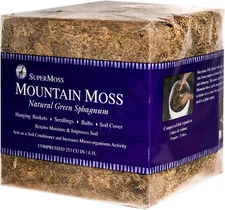 Supermoss Mountain Moss Natural Green Sphagnum, Mini Bale, Natural Dried 1.5 lbs