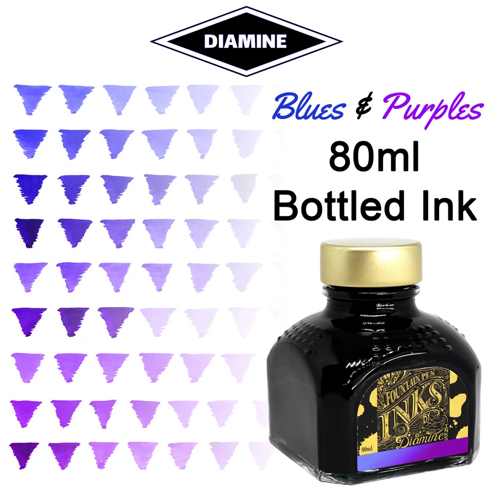 Diamine abgefüllt Tinte (80ml) für Füller Stift - Blues / Lilatöne
