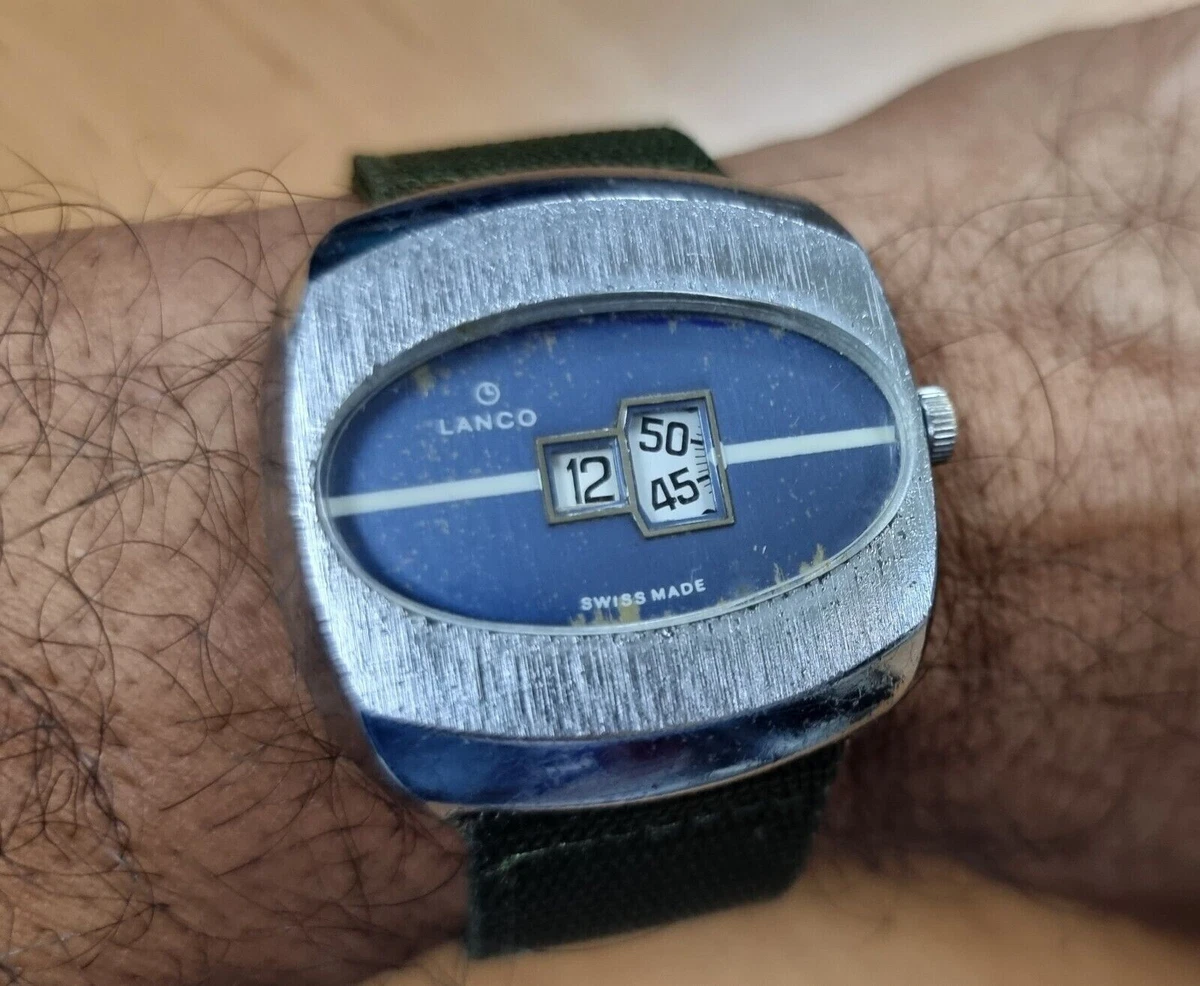 very rare Lanco Digital Jump Hour Manual Winding Vintage Men s Swiss Watch