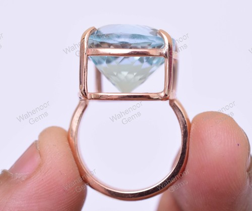 Cushion Blue Aquamarine 925 Sterling Silver Ring Wedding Ring Certified - Picture 2 of 9