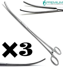 3× Pean Rochester Curved Forceps 12" Hemostat Surgical Premium Instruments