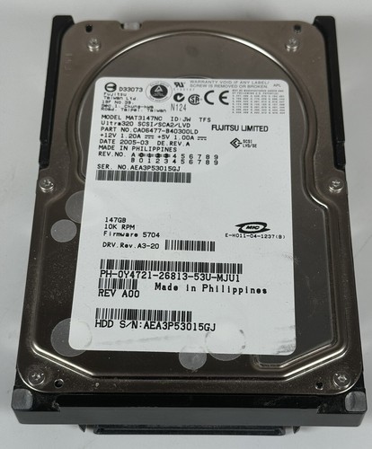 Fujitsu Limited MAT3147NC 147GB 10K RPM Ultra 320 SCSI Hard Drive HDD TESTED