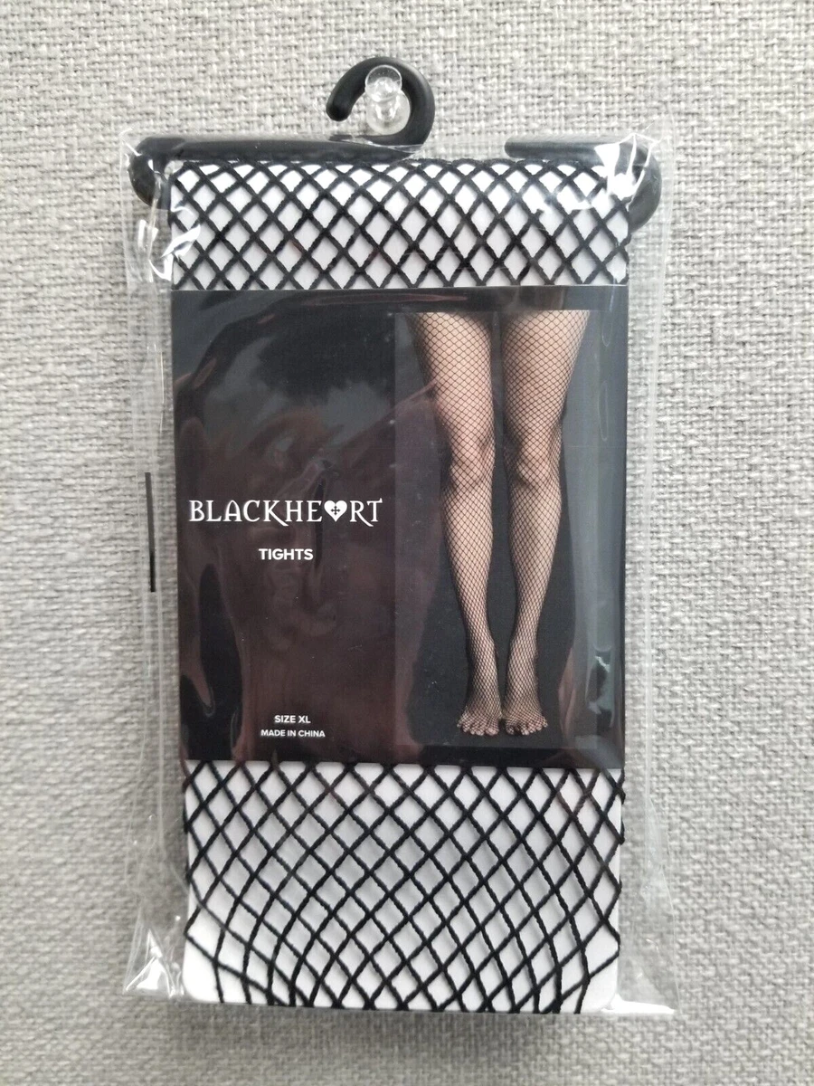 HOT TOPIC PLUS XL SIZE BLACK MEDIUM FISHNET FOOTED TIGHTS PANTYHOSE NEW IN  BAG