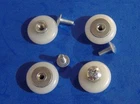 LOT OF FOUR 7/8" NYLON CONVEX ROUND SHOWER DOOR ROLLERS WITH SCREWS OVAL