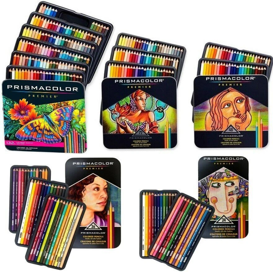 Prismacolor Premier Coloured Colouring Pencils in Tin Set 12 24 36 48 72  132 150