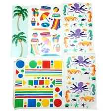 MRS GROSSMAN Beach Stickers Ocean Octopus Umbrella Seahorse Palm Tree Shapes Lot