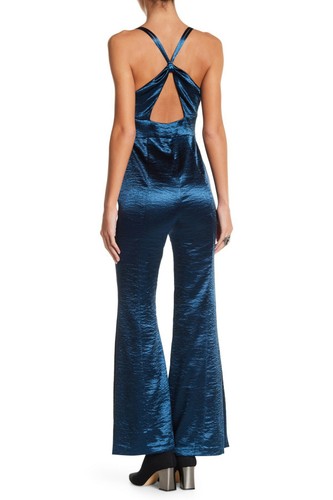 NWT FREE PEOPLE $250 EMERALD SILVER CRUSH JUMPSUIT SZ 10 - Picture 6 of 6