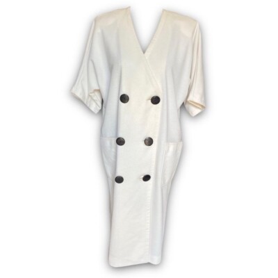80s Off White Double Breasted 6 Button Blazer Retro Office Work Plus 2X Dress 