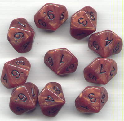 NEW RPG Dice Set of 10D10 - Koplow Olympic Pearl Bronze
