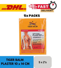 5x packs 10 x 14cm Tiger Balm Medicated Plaster- WARM Relief of Muscular Pains