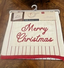 Winter Wonder Lane 72 Inch Table Runner Red On White  Merry Christmas NWT