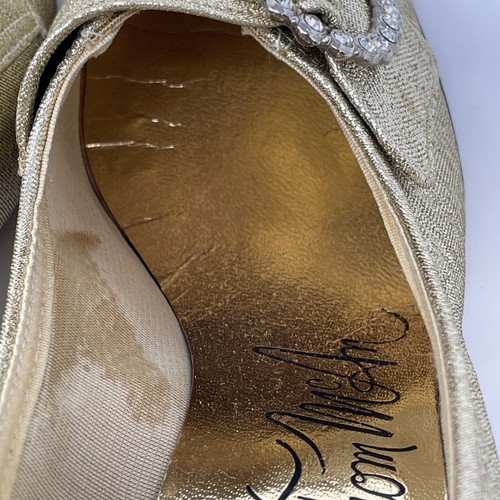 Thom McAn Low Heel Pumps Gold with Rhinestone Buckle Size 7 1970s Vintage - Picture 18 of 21