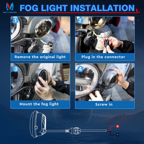 MICTUNING J1 Anti-glare 7" Inch Motorcycle Headlight Lamp w/4.5" Fog Lights Kits - Picture 9 of 18