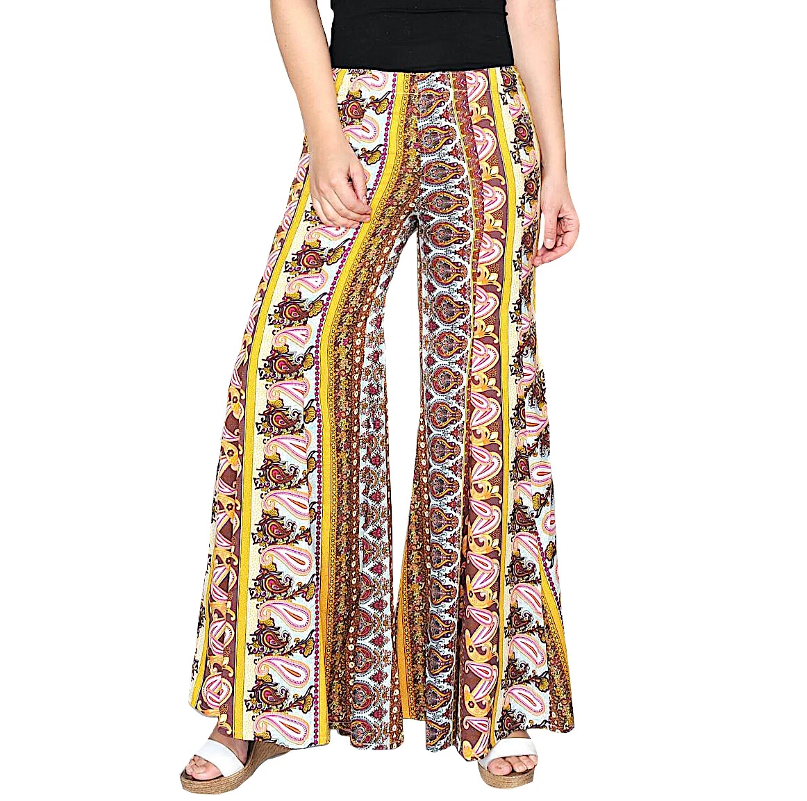 Pantaloni Etnici Donna Larghi Leggeri anni 70 Zampa Woman Wide