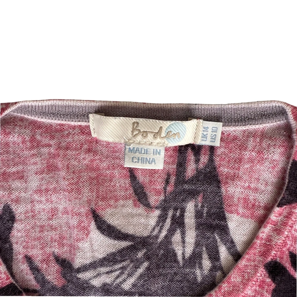 Suéter cárdigan tejido ligero transparente floral rosa Boden para mujer US10/UK14 Foto 2 de 4