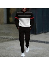 Stand Collar Quarter Zip Men'S Fashion Casual Trendy Street Style Tracksuit Set