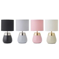 Touch Table Lamp Bedroom Bedside Dimmable Light Fabric Lampshade Living Room