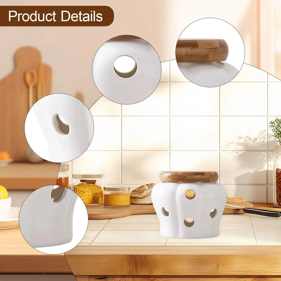 Olla guardiana de ajo olla bodega en forma de calabaza diseño japonés ventilado ajo hueco Foto 3 de 4