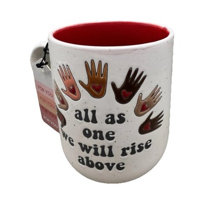Good Day Ceramic Coffee Mug Unity Hands Red Interior Microwave Dishwasher Safe