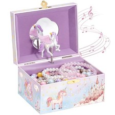 Unicorn Jewelry Box for Girls, Musical Kids Jewelry Box with Pink Box Only 