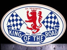 KING OF THE ROAD Oil Treatment - Orig.  Vintage 60&rsquo;s 70&rsquo;s Racing Decal/Sticker B