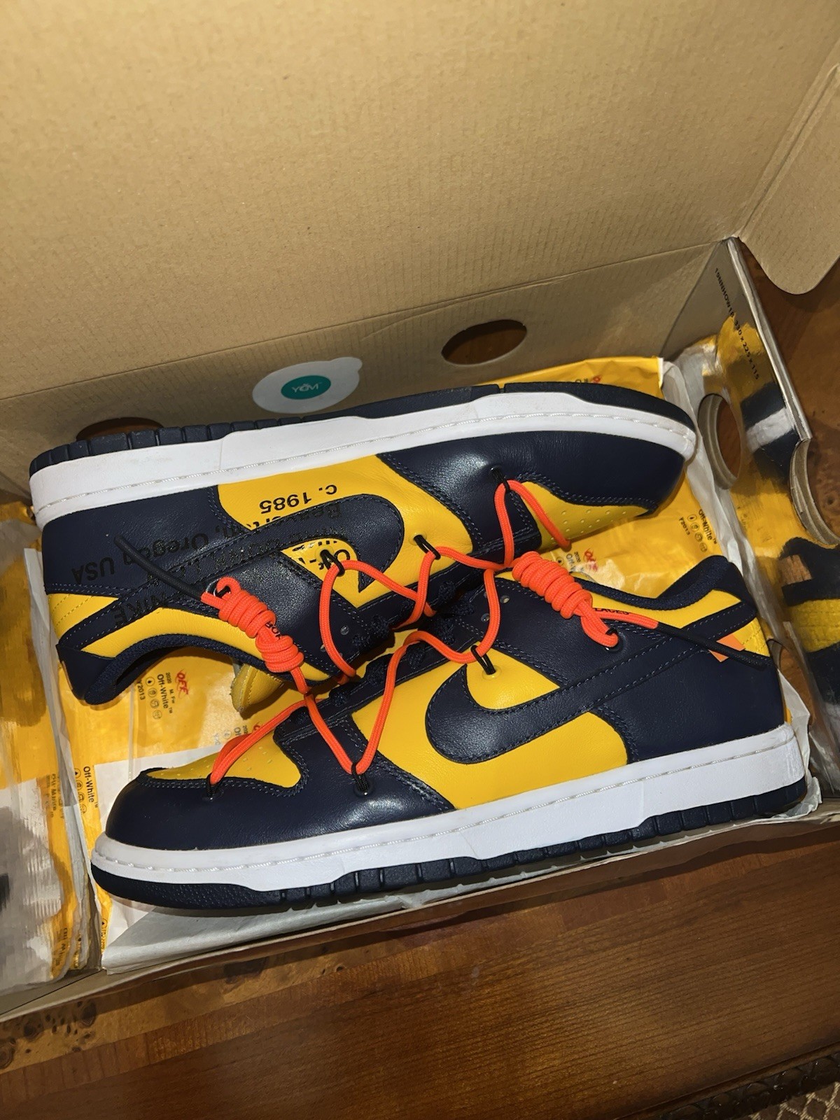 OFF WHITE X NIKE Taglia 9.5 Nike Dunk Low x OFF WHITE University G "Michigan" 2019