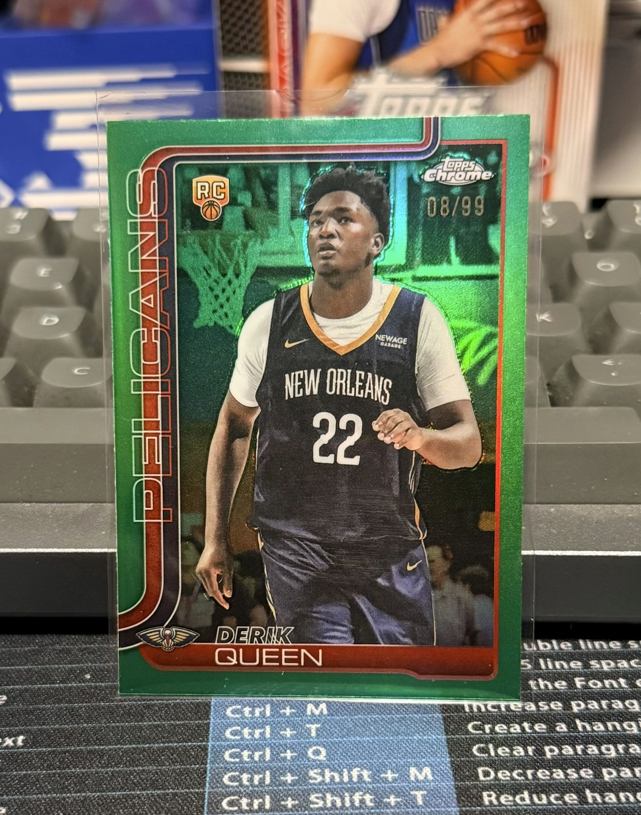 2025/26 Topps Chrome Derik Queen TRUE Green Refractor RC 08/99 Pelicans #263